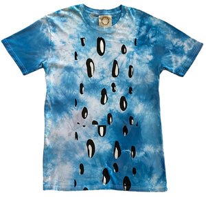 Alquimie Studio T-Shirt - Blue Tie Dye with Imperfect Circle Print - Unisex S