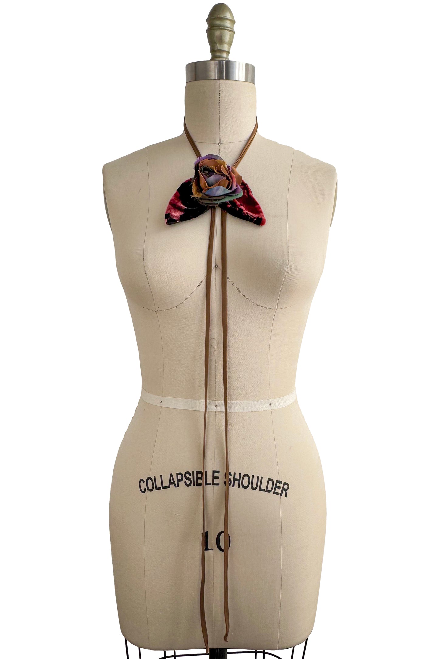 Adriana Silk Bolo Tie Necklace | Multi & Maroon Velvet