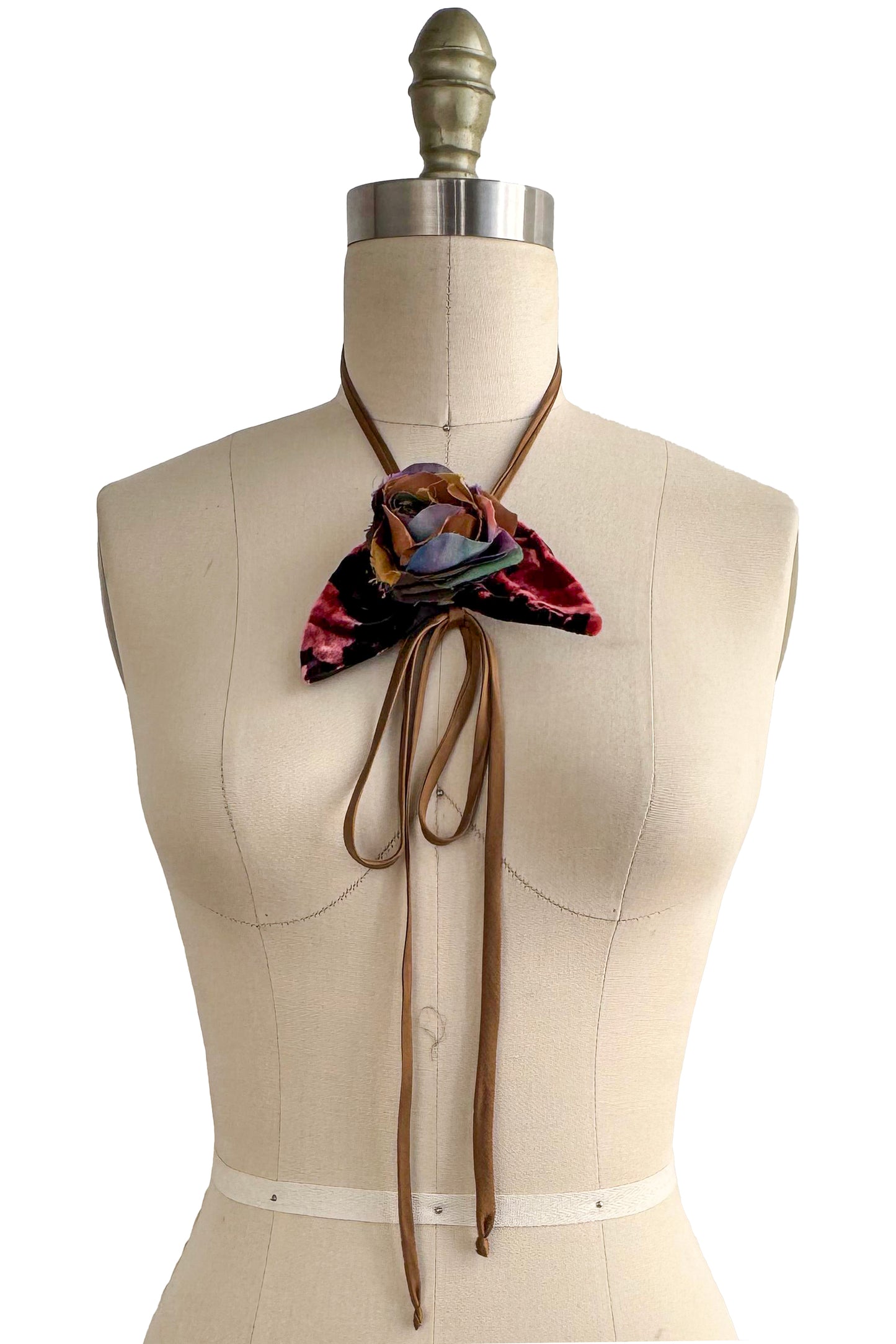 Adriana Silk Bolo Tie Necklace | Multi & Maroon Velvet