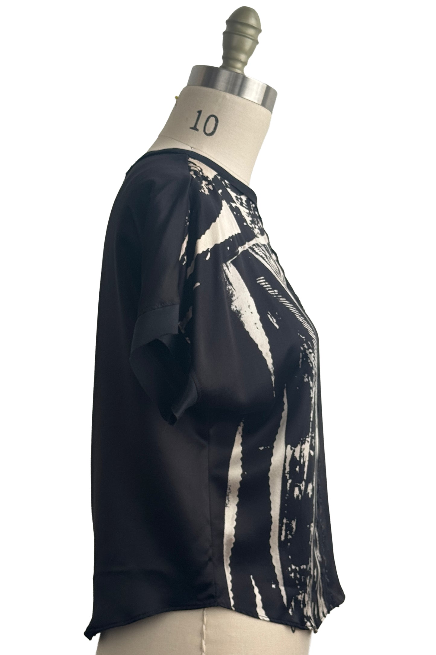 Jen Top | Silk Charmeuse | Brass Print Split | Black & Natural | Small