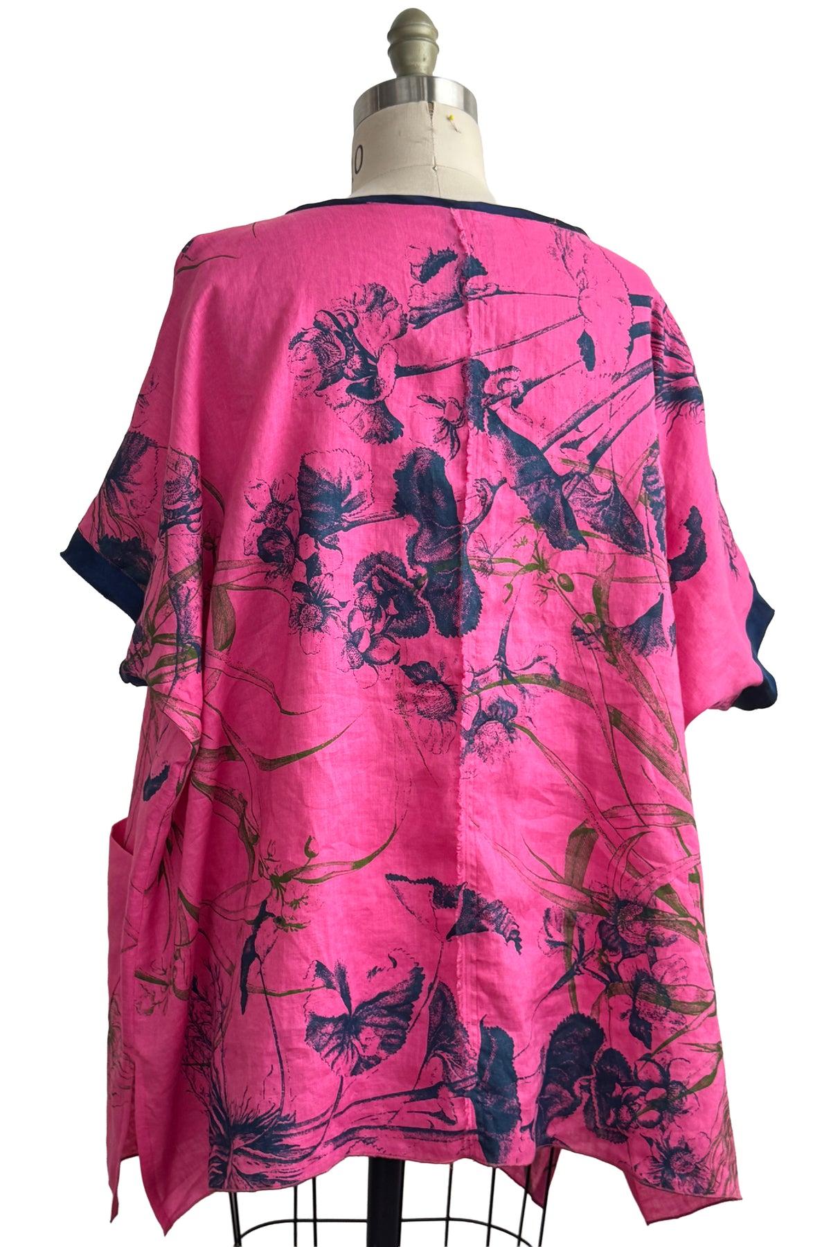 Jo Top | Linen | Marsh Garden Print | Pink & Black | Large