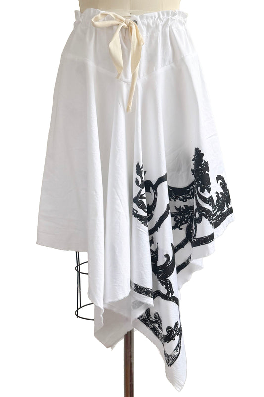 Rayme Skirt | Cotton | Scroll Print | White & Black | Medium