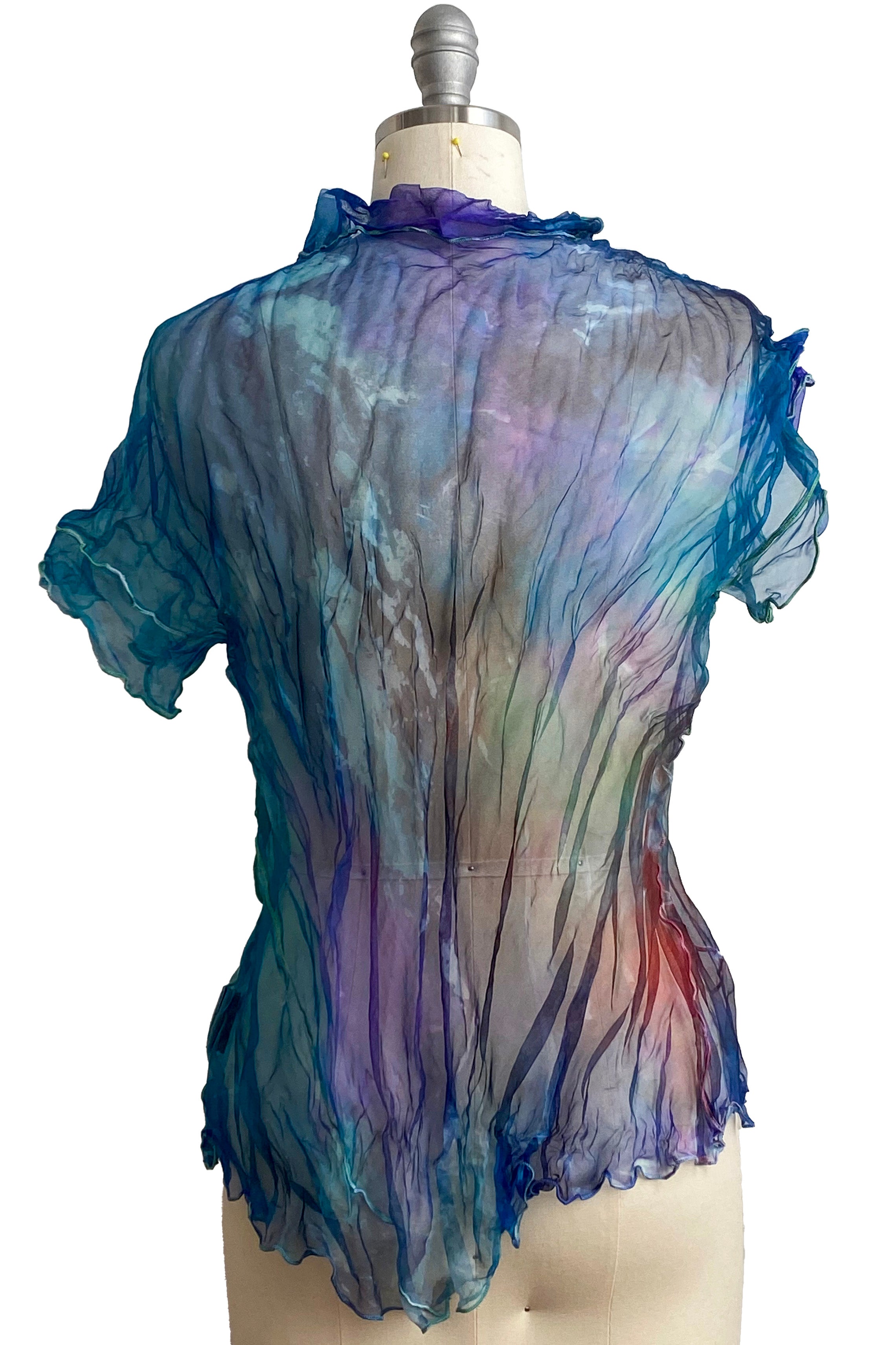 Athena Top in Organza - Blue Painted Dye - Small & Mediun