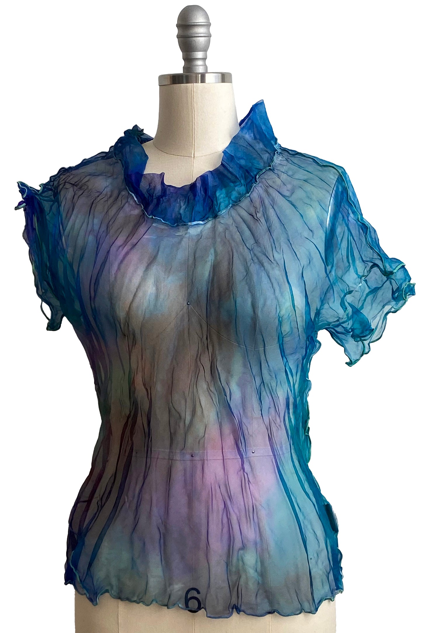 Athena Top in Organza - Blue Painted Dye - Small