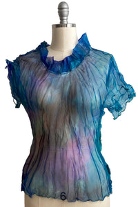 Athena Top in Organza - Blue Painted Dye - Small & Mediun