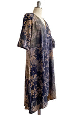Load image into Gallery viewer, Tempest Dress in Silk w/ Wallpaper Print - Black &amp; Natural - Small
