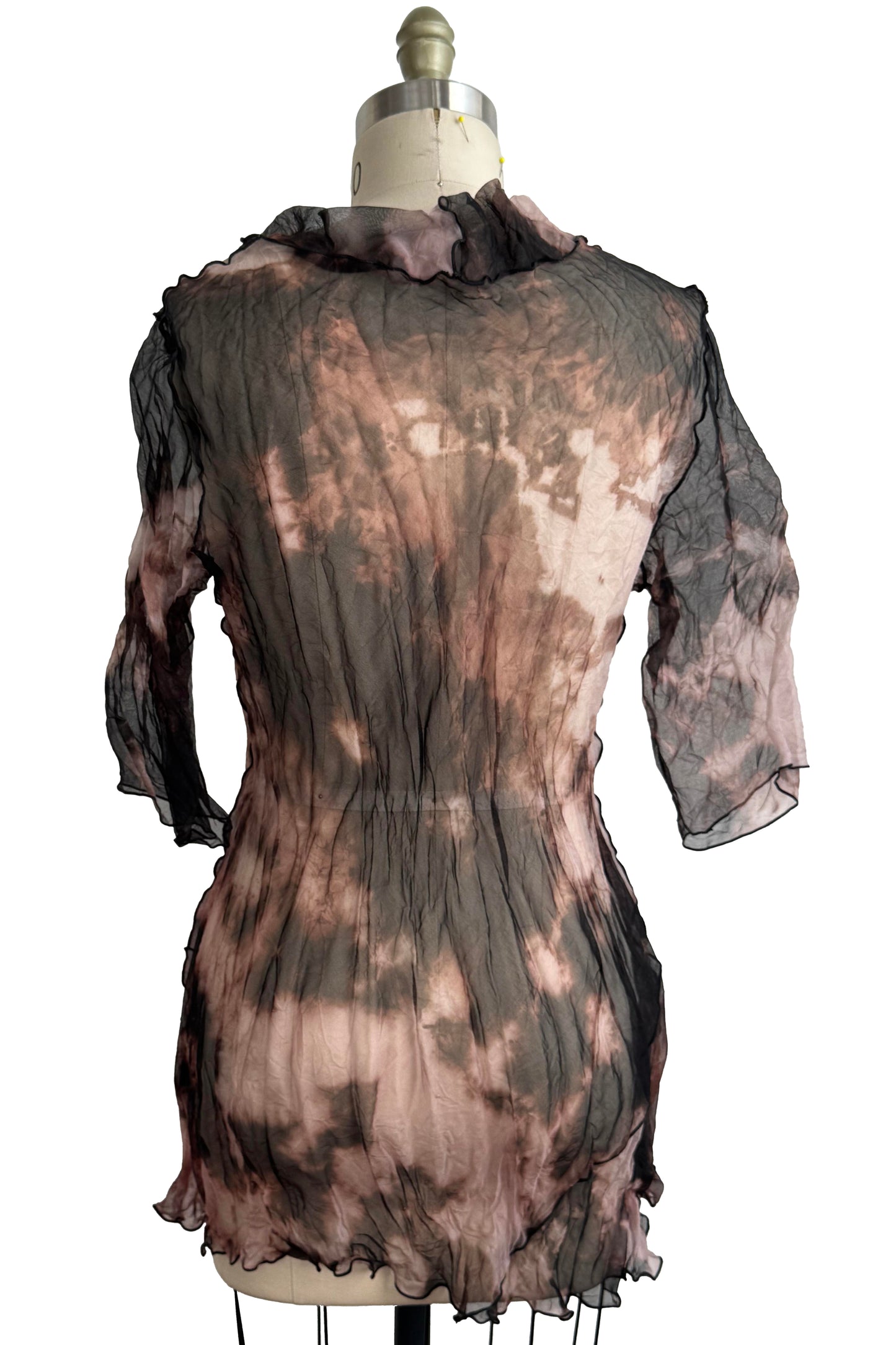 Fiona #5 Bias Tunic Silk Organza - Black & Natural - Small