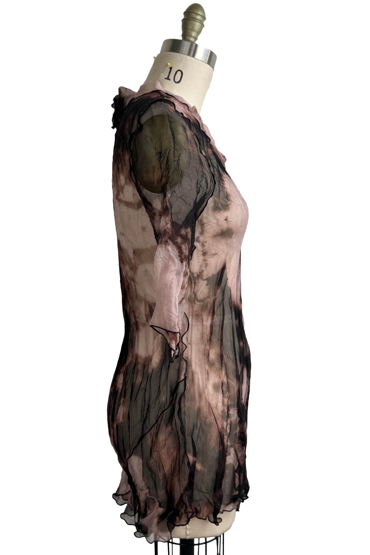 Fiona #5 Bias Tunic Silk Organza - Black & Natural - Small