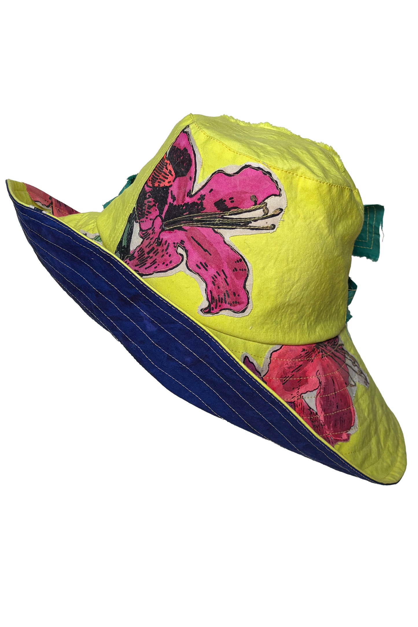 Brighton Hat | Cotton | Azalea Print | Yellow, Magenta & Green | Medium