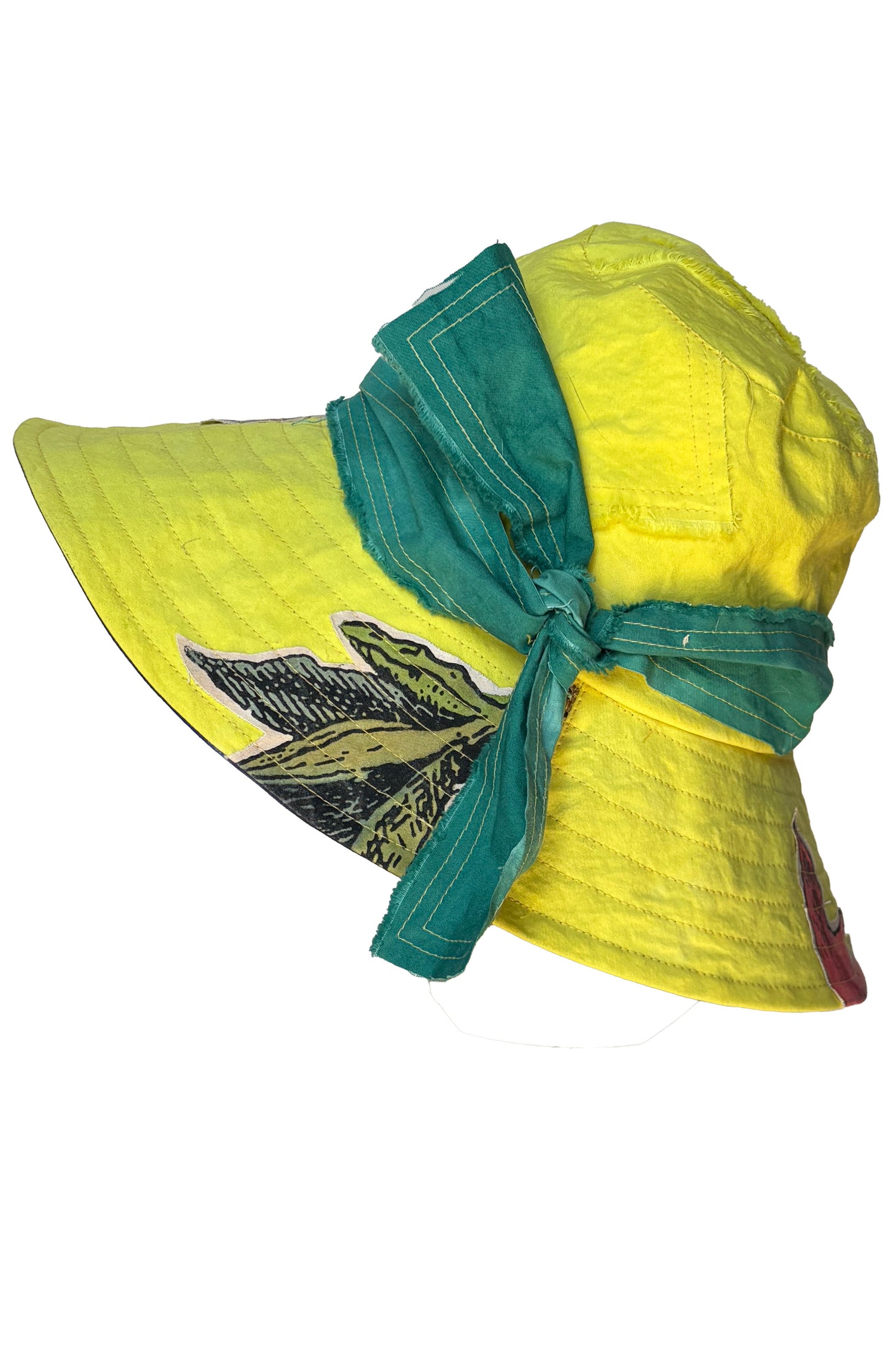 Brighton Hat | Cotton | Azalea Print | Yellow, Magenta & Green | Medium