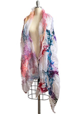 Load image into Gallery viewer, Felted Organza Shawl - White &amp; Rainbow Multi
