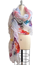 Load image into Gallery viewer, Felted Organza Shawl - White &amp; Rainbow Multi
