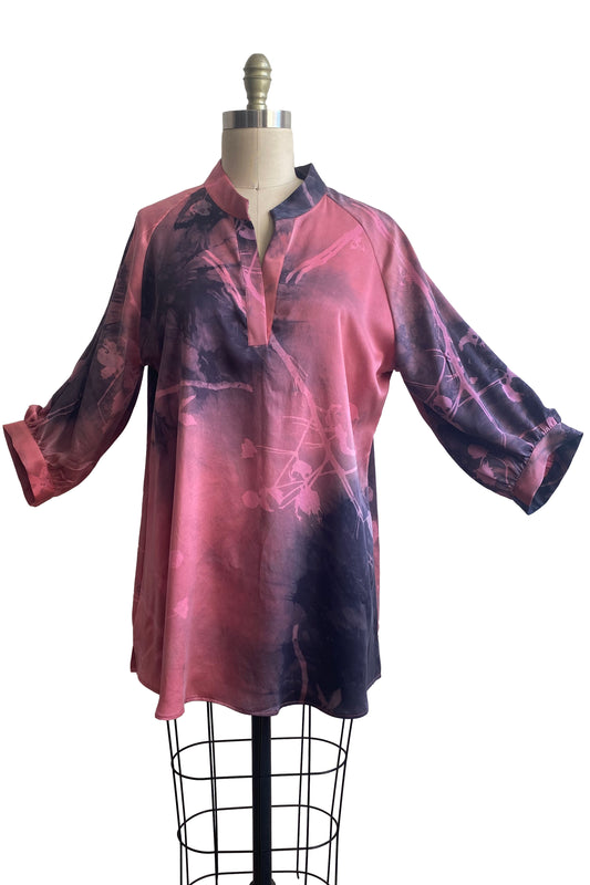 Poet Top Silk w/ Cotton Print - Pink & Grey - 3