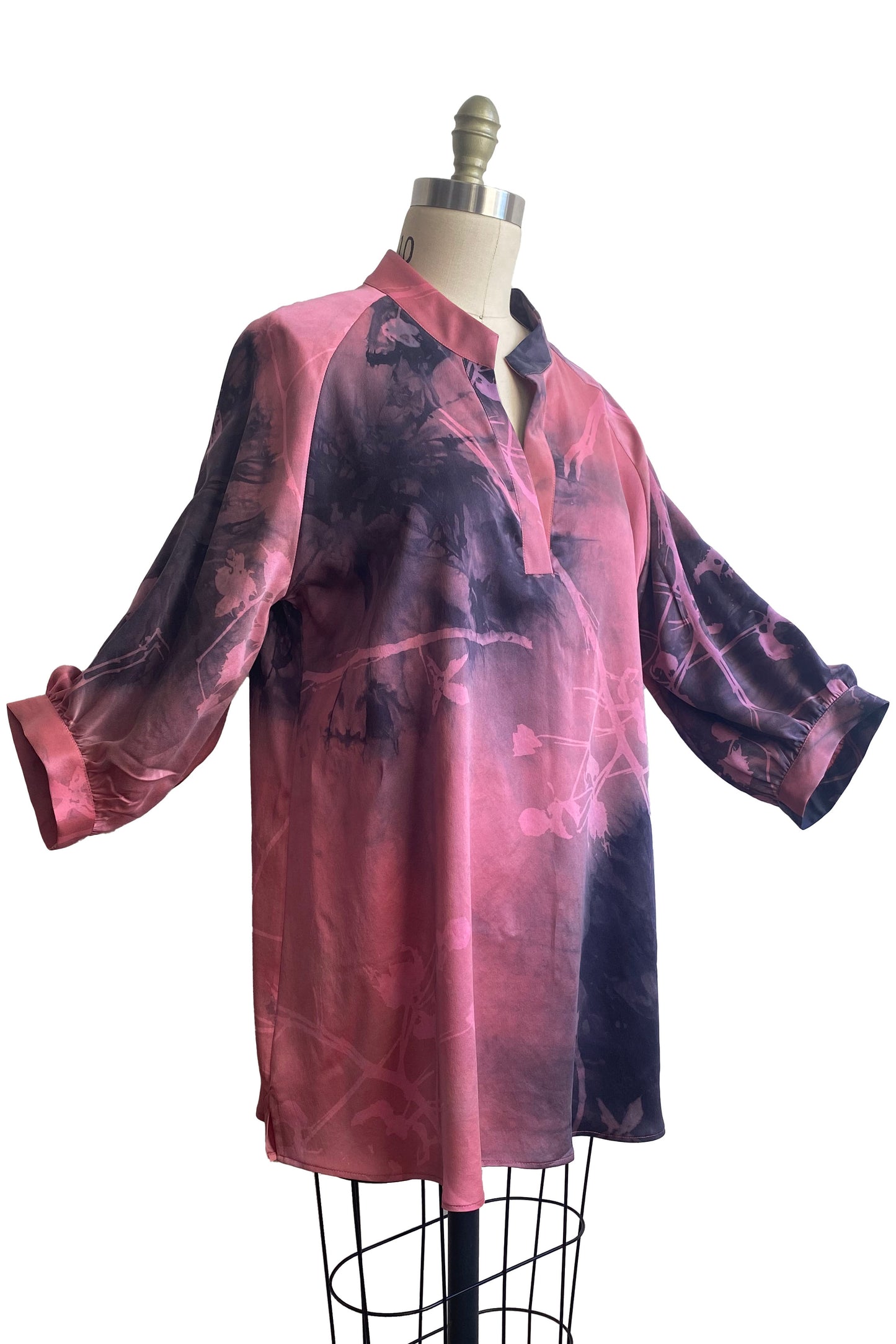 Poet Top Silk w/ Cotton Print - Pink & Grey - 3