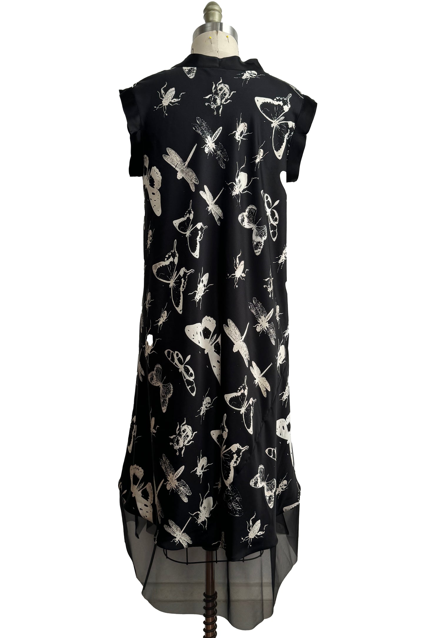 Titania Dress Organza Trim w/ Bug Print - Black & Natural