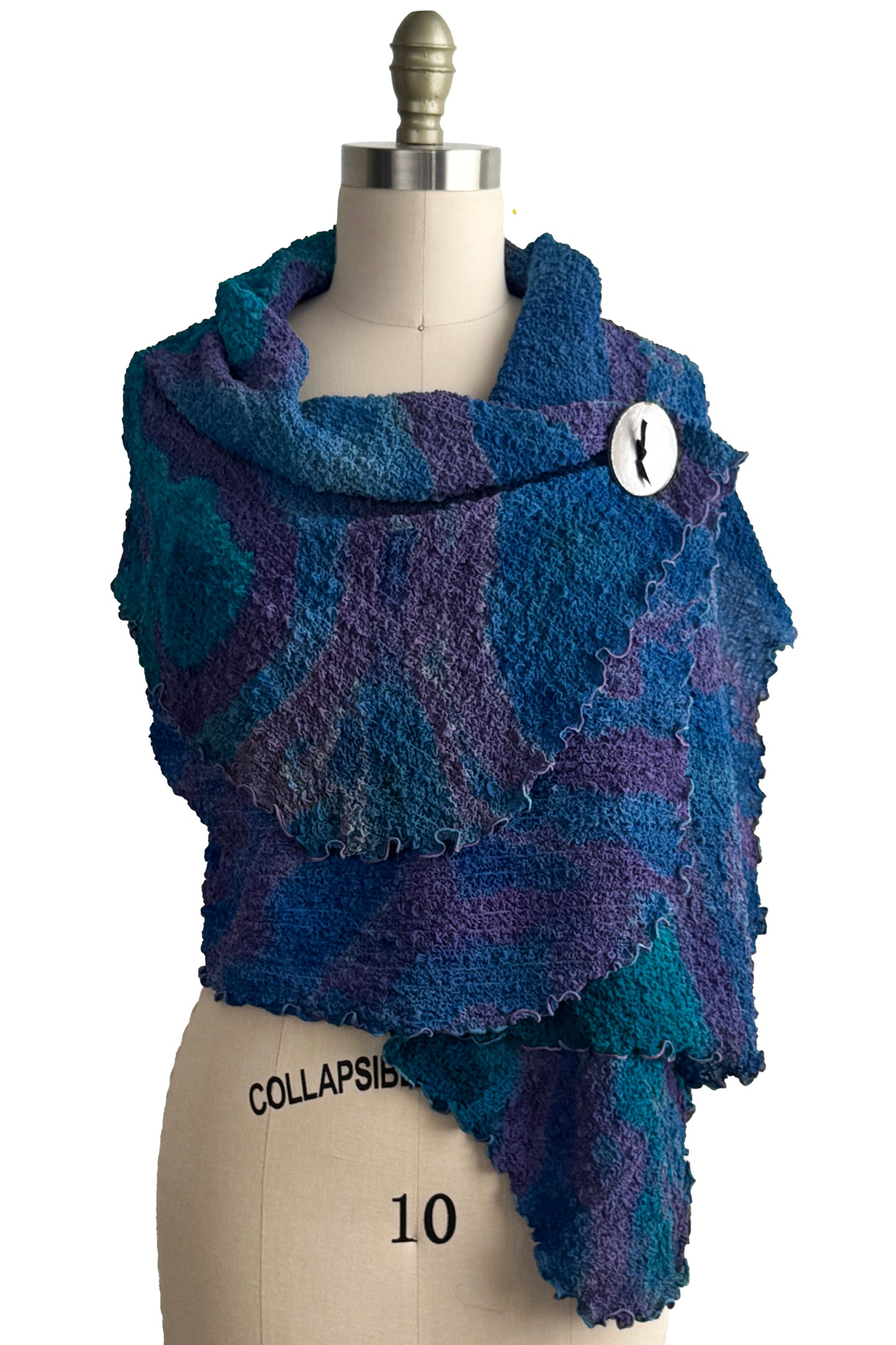 Asymmetrical Wrap Vest | Bubble Silk | River Dye | Turquoise & Purple