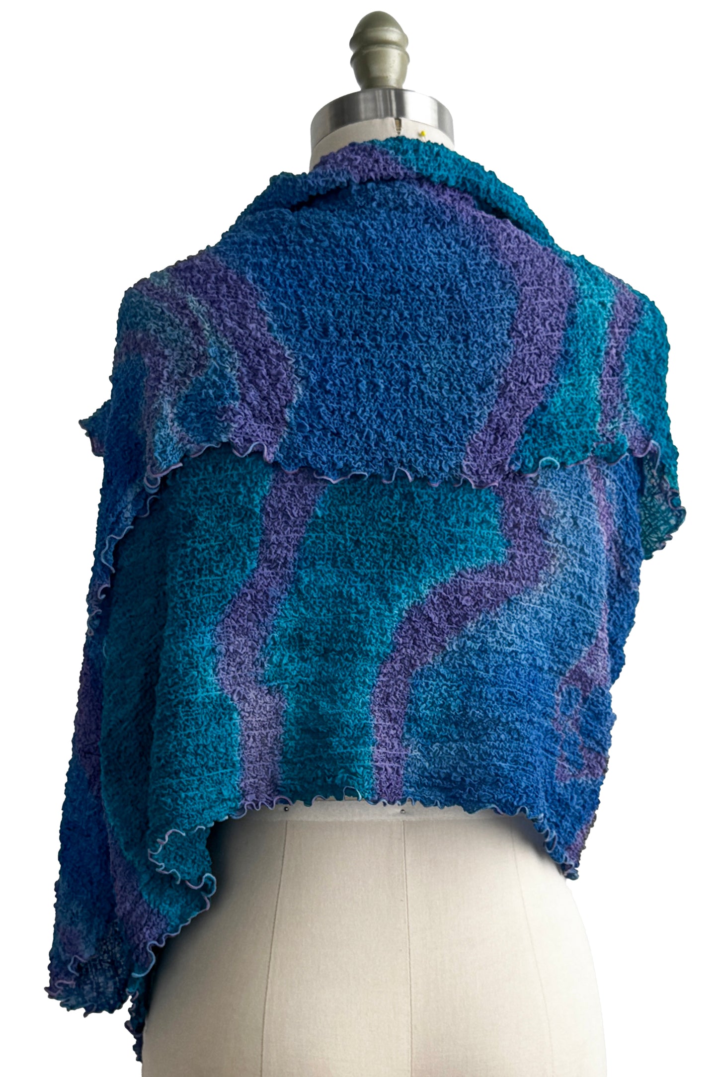 Asymmetrical Wrap Vest | Bubble Silk | River Dye | Turquoise & Purple