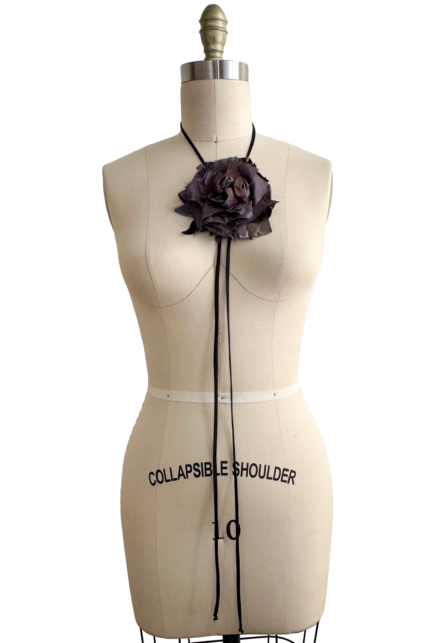 Adriana Silk Bolo Tie Necklace | Black & Grey