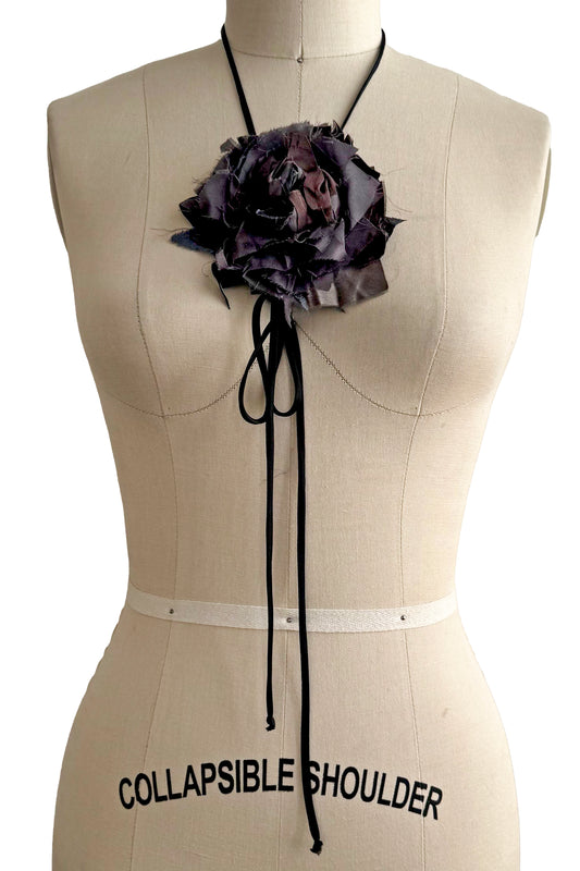 Adriana Silk Bolo Tie Necklace | Black & Grey