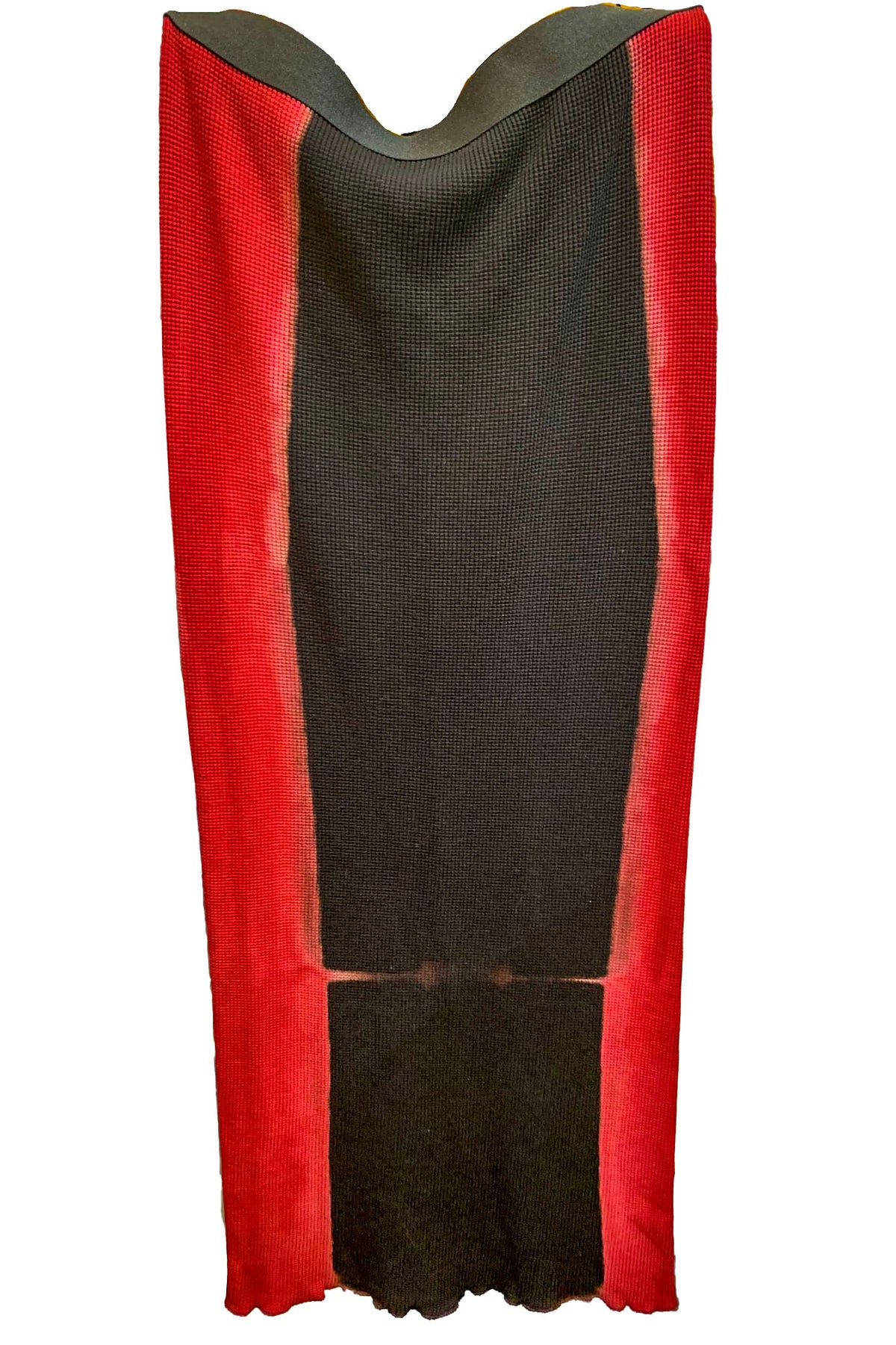 Waffle Stretch Tube Skirt | Organic Cotton | Itajime Dye | Red & Black | Small