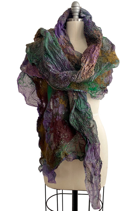 Felted Organza Shawl - Purple & Green Multi