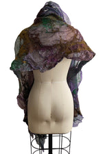 Load image into Gallery viewer, Felted Organza Shawl - Purple &amp; Green Multi
