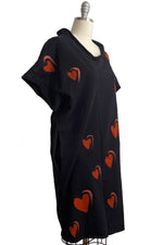 Load image into Gallery viewer, Petra Tunic Knit w/ Felted Hearts - Black, Pink, &amp; Red - Large
