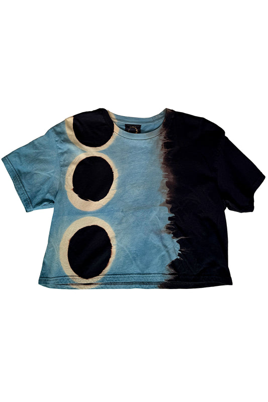 KB x Alquimie Studio Dyed T-Shirt - Shibori Circle - Black, Blue & Natural - Crop Large