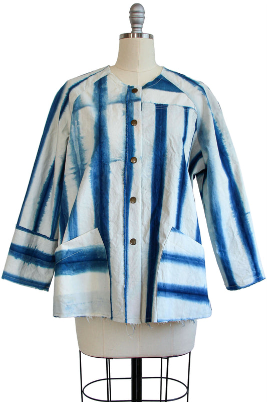 Ariel Jacket | Cotton | Itajime Stripe | Indigo & Crème | Large