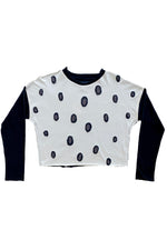 Load image into Gallery viewer, Jen Long Sleeve T-Shirt with Wool Applique - White with Black &amp; Grey - Small
