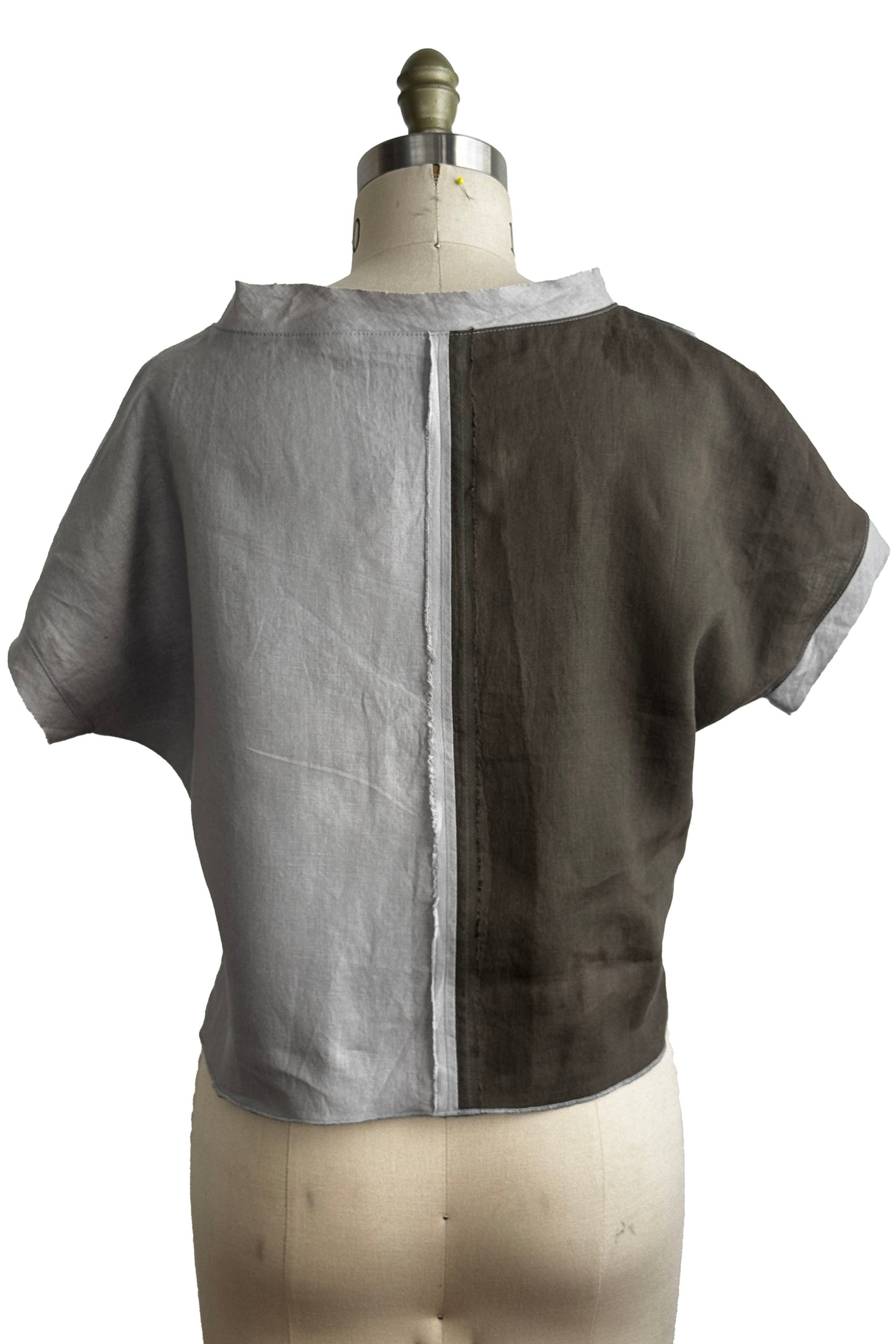 Jen Top | Linen | Itajime Dye | Sticks | Grey & White | Small