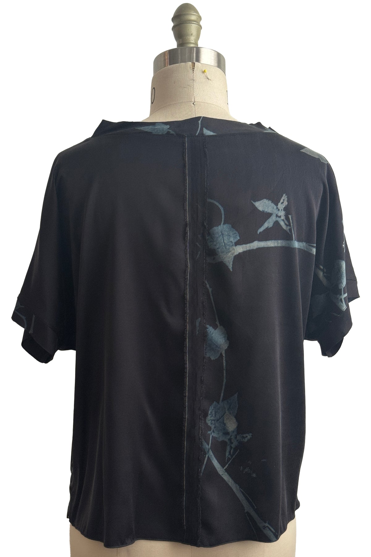 Jen Top | Silk Charmeuse | Cotton & Vine Print | Natural & Navy | Medium
