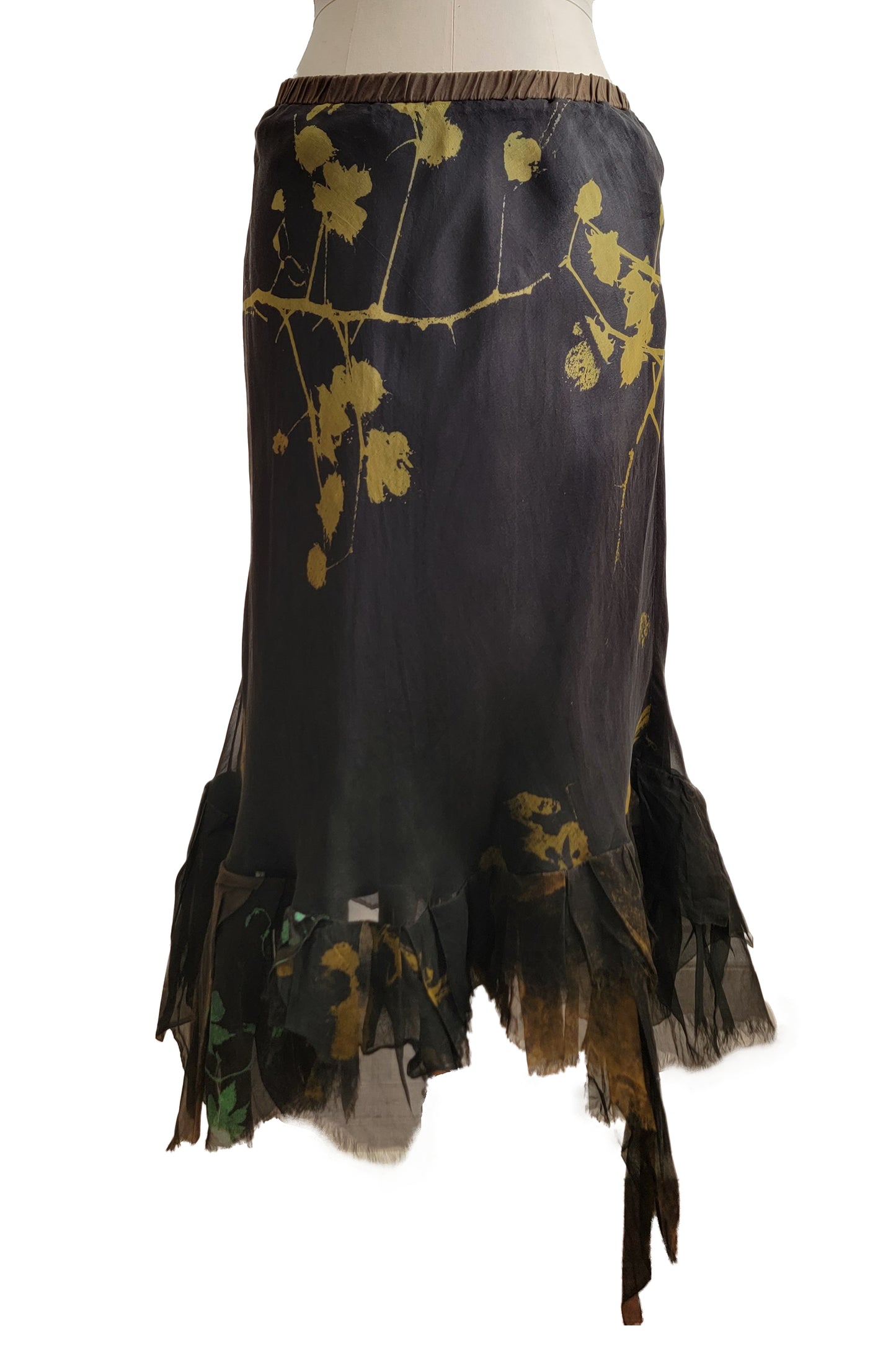 Toulouse Reversable Skirt w/ Cotton & Reverse Vine Print - Black & Gold