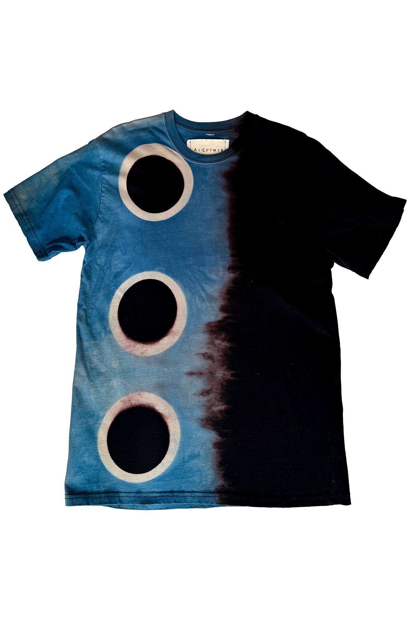 KB x Alquimie Studio Dyed T-Shirt - Shibori Circle - Black, Blue & Natural - Large