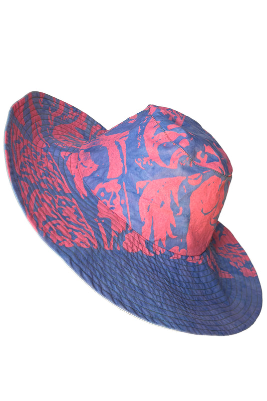 Amalfi Wide Brim Hat | Cotton | Wallpaper Print | Light Purple & Hot Pink | Medium