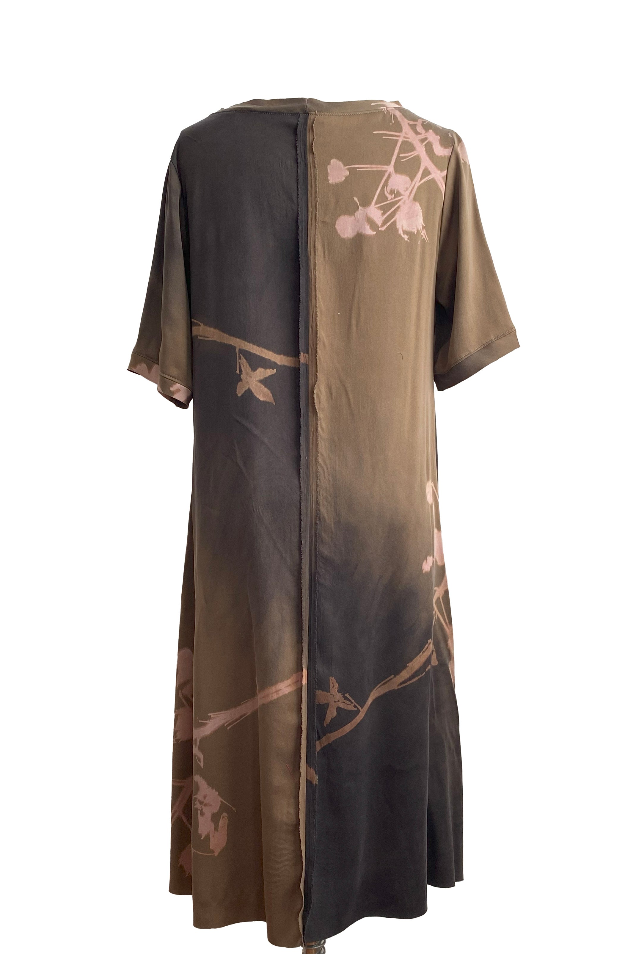 Jazzyfest Dress in Silk w/ Cotton Print - Brown Ombré - Small