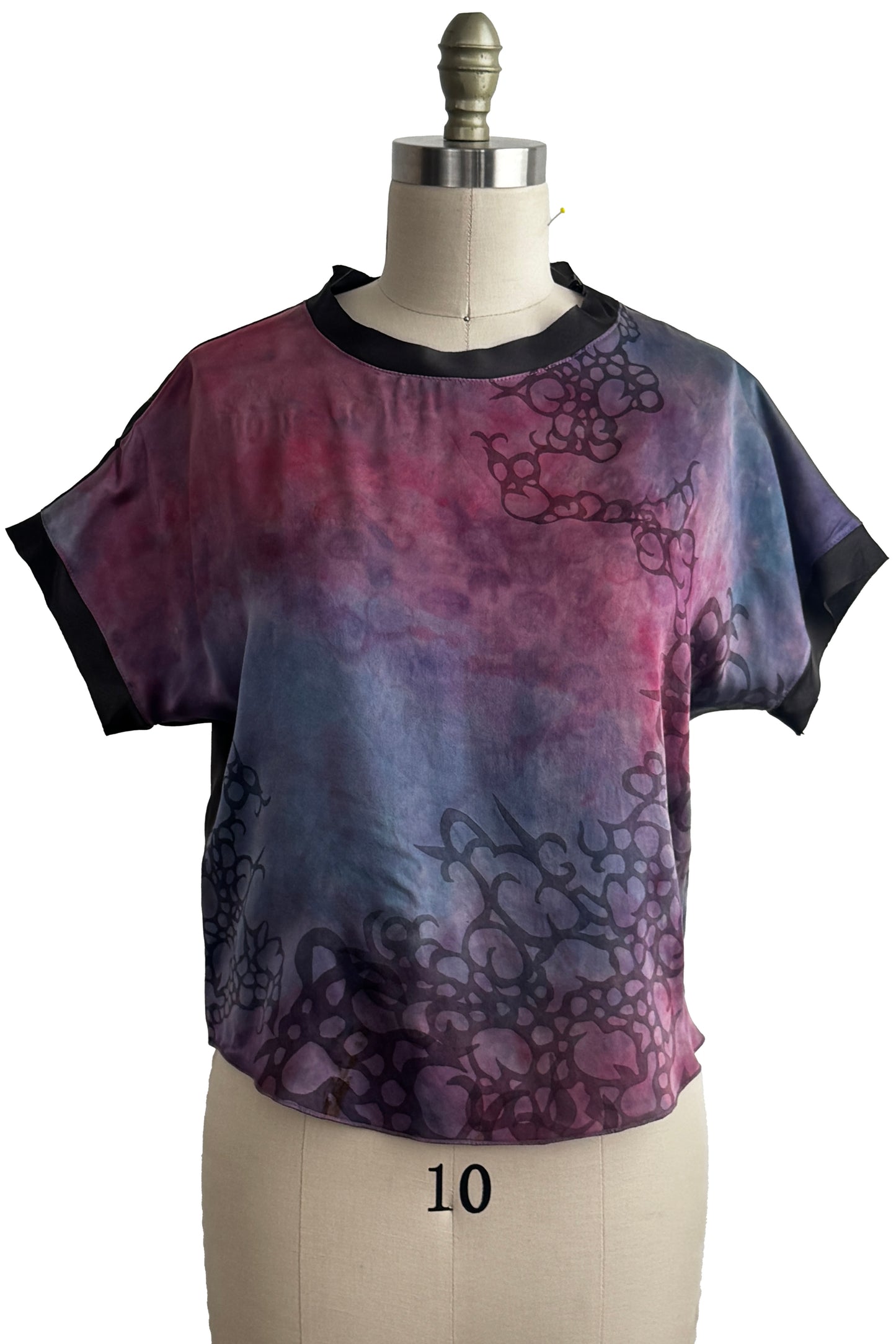 Jen Top | Silk Charmeuse | Oceana Print | Stormy Purple & Natural | Small