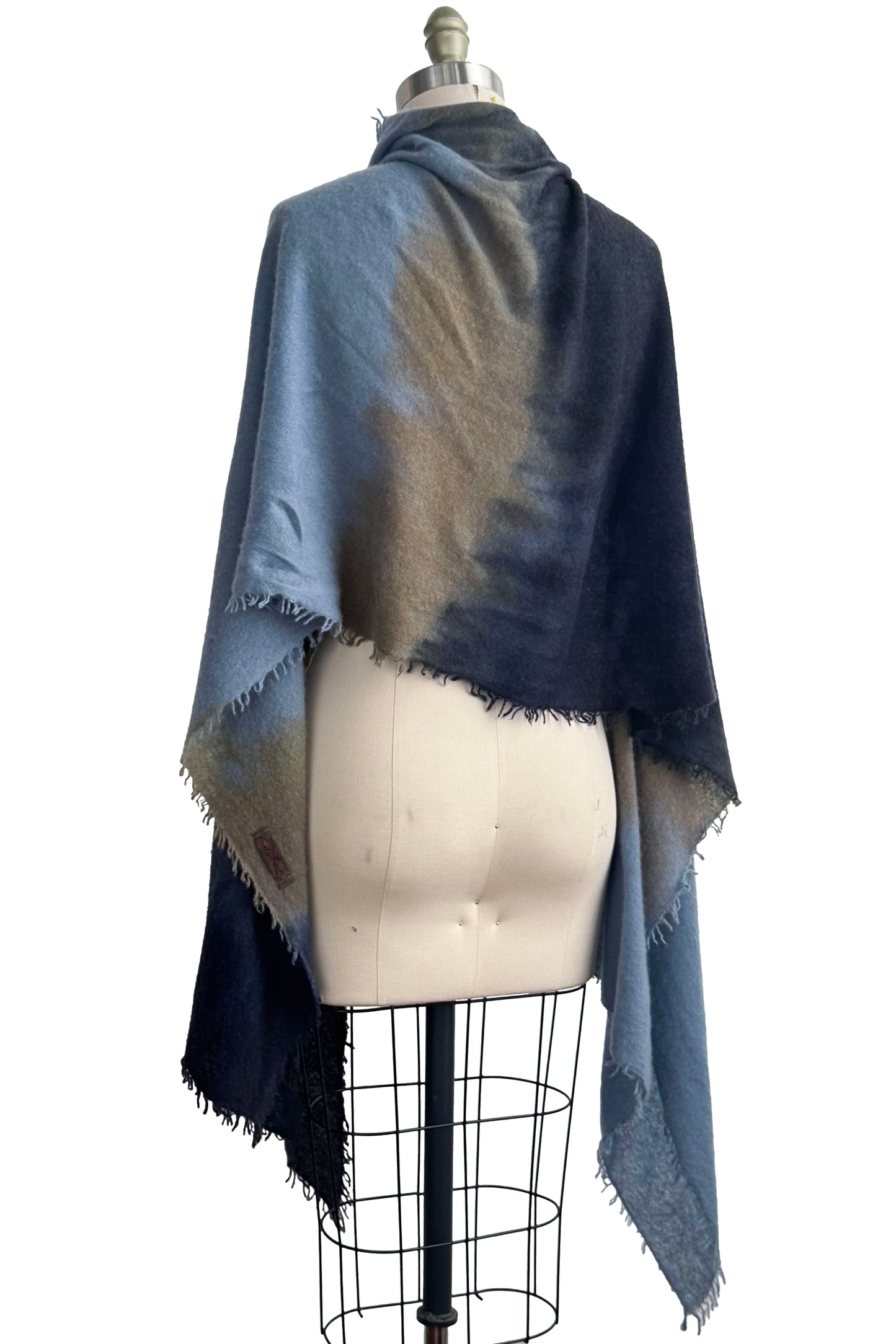 Shawl | Cashmere | Ombre Dyed | Blue & Grey