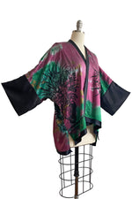 Load image into Gallery viewer, Lucianne Kimono w/ Bouquet Print Shibori Dye - Magenta &amp; Green
