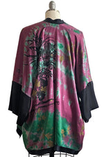 Load image into Gallery viewer, Lucianne Kimono w/ Bouquet Print Shibori Dye - Magenta &amp; Green
