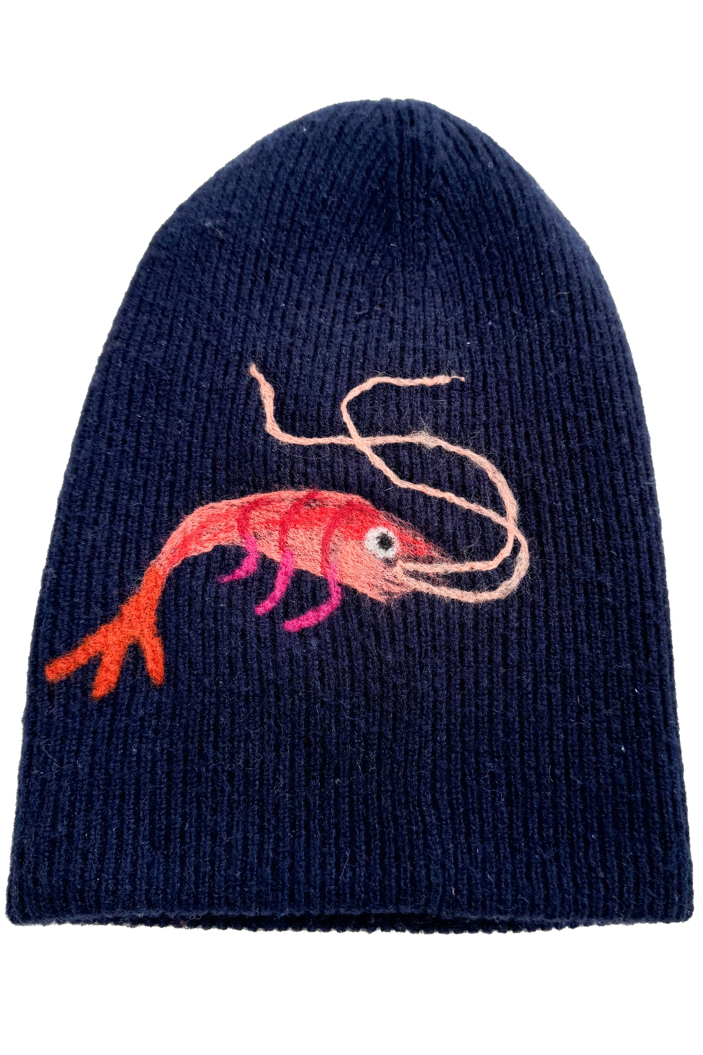 KB x Alquimie Studio Cashmere Felted Beanie w/ Crawfish - Navy & Orange