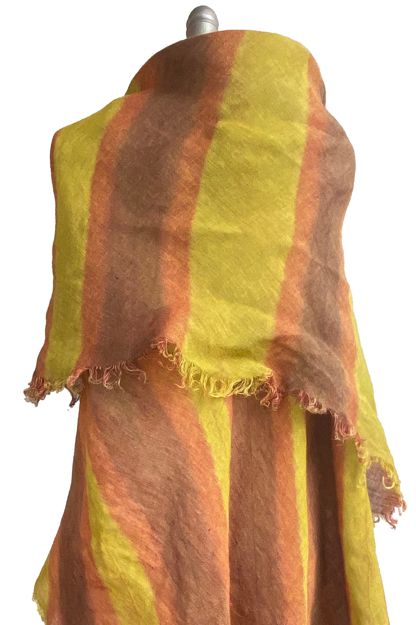 Asymmetrical Wrap Vest - Itajime Shibori Dye - Yellow, Brown & Orange