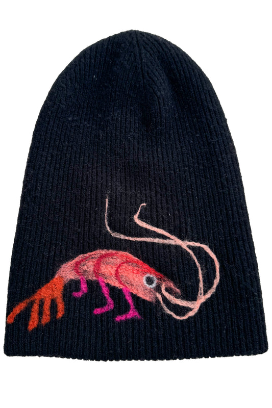 KB x Alquimie Studio Cashmere Felted Beanie w/ Crawfish - Black & Orange