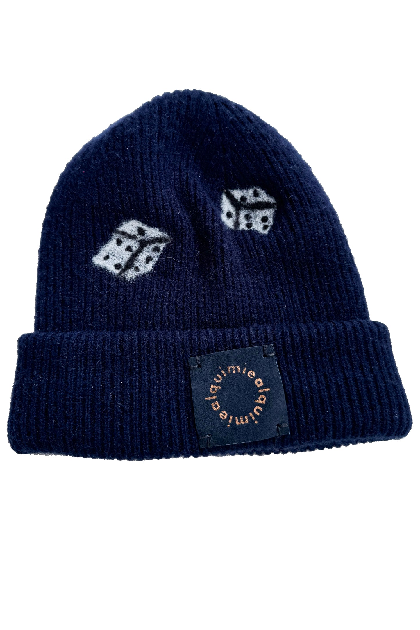 KB x Alquimie Studio Cashmere Felted Beanie w/ Dice - Navy