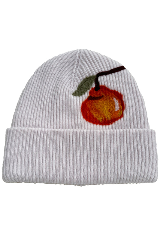 KB x Alquimie Studio Cashmere Felted Beanie w/ Satsuma - Cream & Orange