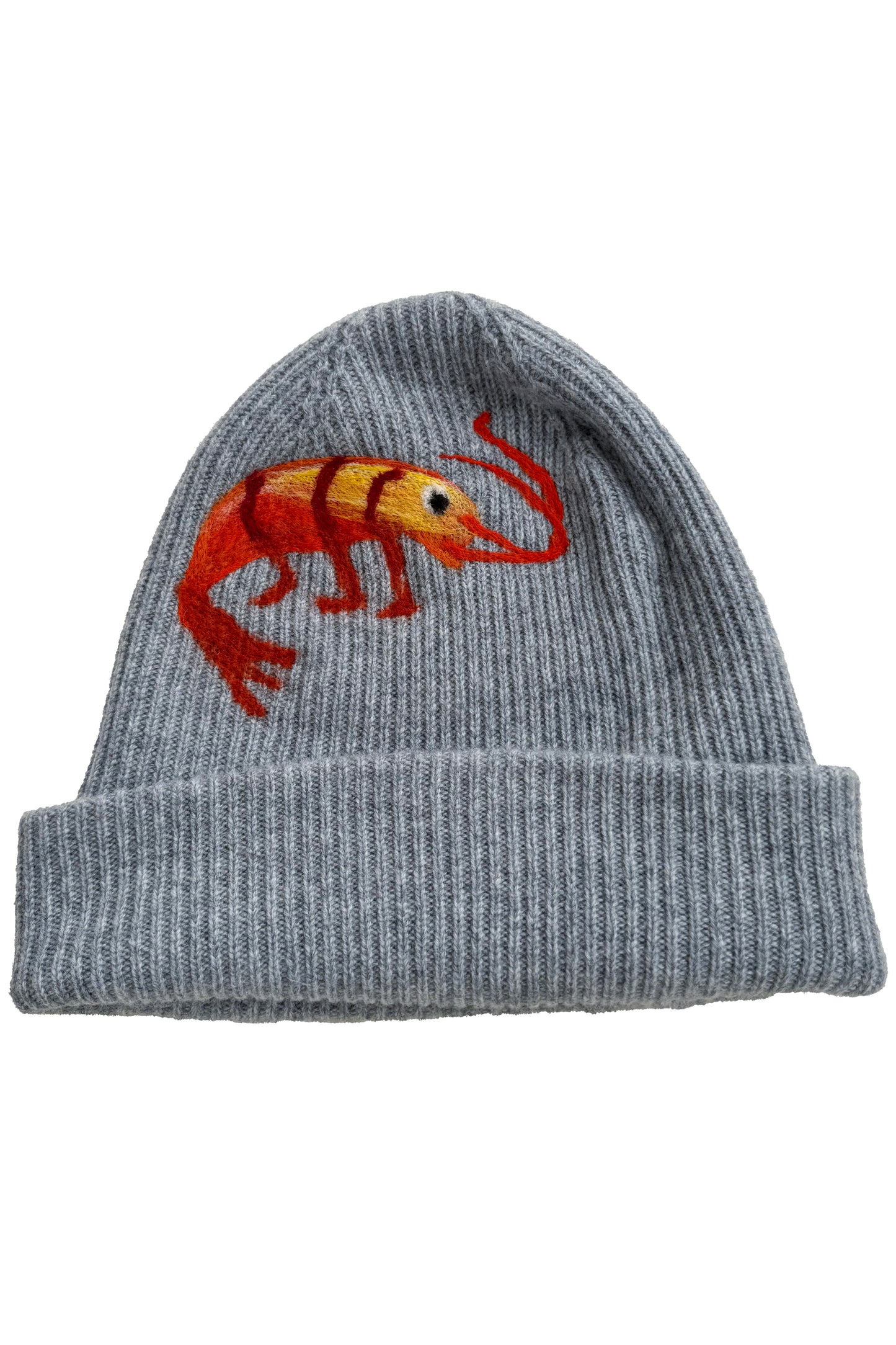 KB x Alquimie Studio Cashmere Felted Beanie w/ Crawfish - Grey & Orange