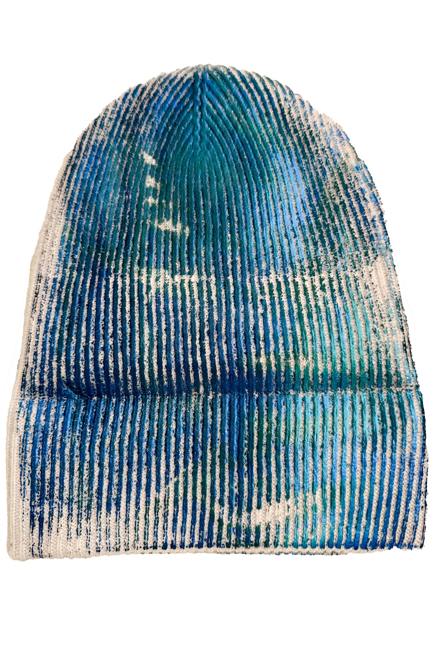 KB x Alquimie Studio Cashmere Beanie w/ Foil Print - Cream, Blue & Gold