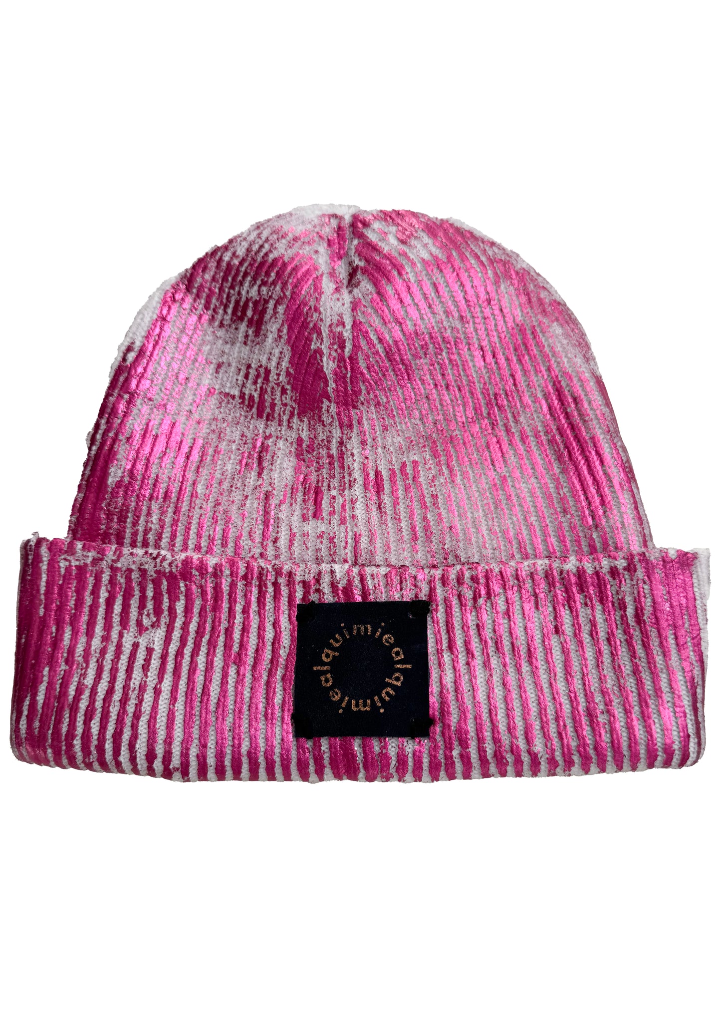 KB x Alquimie Studio Cashmere Beanie w/ Foil Print - Cream & Pink Botanical