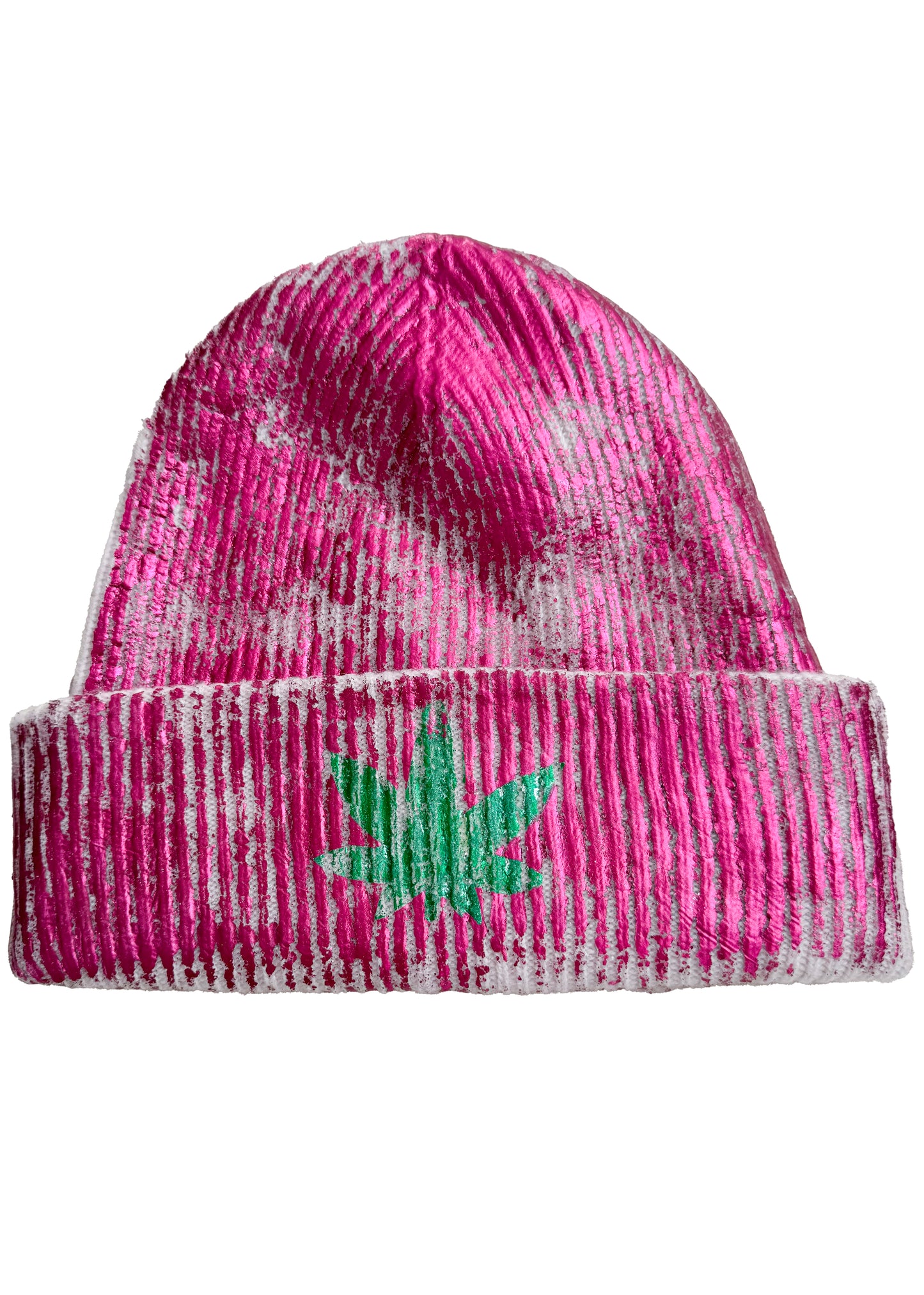 KB x Alquimie Studio Cashmere Beanie w/ Foil Print - Cream & Pink Botanical