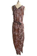 Load image into Gallery viewer, Godfrey Dress in Silk w/ Wallpaper Dye - Brown &amp; Natural - Small
